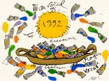 Sans titre (Roger Vergé 1992 Projet de carte de voeux) by Arman, 1991, Encre de Chine et gouache sur papier, sold Apr 2026