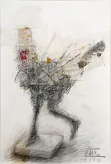Poule by Cesar, 1984, Mine de plomb et collage sur papier, sold Apr 2026