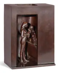 Jeune femme au miroir by André Barelier, Bronze à patine brune, sold Apr 2026