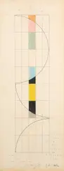 Esquisse pour des vitraux by Gottfried Honegger, Crayons de couleur et encre sur papier, sold Apr 2026