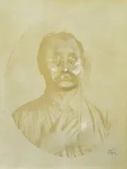 Autoportrait", 1970 by César Baldaccini, report photographique sur plaque PVC embouti, sold Jan 2025