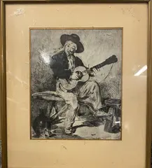 Le chanteur Espagnol ou le Guitarrero by Edouard Manet, 1861, Eau-forte et aquatinte, sold Jan 2025