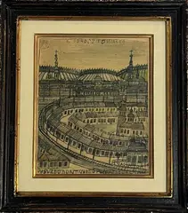 Paysage urbain by Nikifor Krynicki, Encre, aquarelle et crayon sur papier, sold Jan 2025