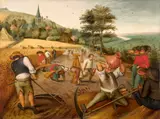 La moisson, Allégorie de l'Eté by Pieter Brueghel, Huile sur panneau de chêne, sold Apr 2025