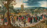 Le cortège de noces by Pieter Brueghel, Huile sur panneau de chêne, quatre planches, préparé et renforcé, sold Apr 2025