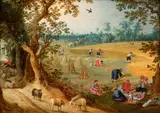 La moisson, Allégorie de l'Eté by Sébastien Vrancx, Huile sur panneau de chêne, deux planches, sold Apr 2025