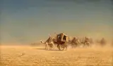 Caravane dans le désert by Théodore Frère, Huile sur panneau, sold Apr 2025