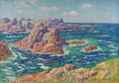 Rochers de Pern, Ouessant by Henry Moret, 1903, Huile sur toile (Toile d'origine), sold Apr 2025