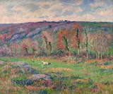 Une vallée en Nevez, Finistère by Henry Moret, 1909, Huile sur toile, sold Apr 2025