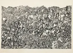 Dessin médiumnique by Raphaël Lonné, 1980, Encre sur papier, sold Apr 2025