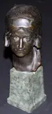 bronze head of a lady wearing bonnet by Alfred Frank Hardiman, bronze, sold Mar 2015