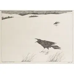 Landschaft mit rabenschrei by Paul Flora, 2006, ink, sold Jun 2024