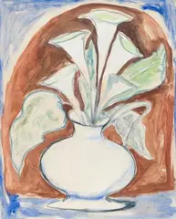 Untitled by K H, Gouache on paper pasted on cardboard, sold Dec 2023