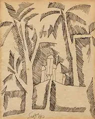 Untitled by F. N. Souza, 1952, Pen on paper, sold Dec 2023