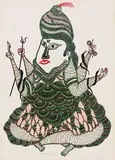 Shiv (Gond) by Jangarh Singh Shyam, 1989, Acrylic on paper, sold Dec 2023