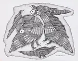 Untitled (Gond) by Jangarh Singh Shyam, 2001, Pen and ink on paper, sold Dec 2023
