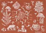 Untitled (Threshing) (Warli) by Jivya Soma Mashe, Acrylic on canvas, offered Dec 2023