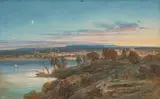 View in India, Bombay by F J Corri, 1865, Watercolour and gouache on paper, sold Sep 2023