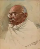 Untitled (Portrait of Mahatma Gandhi) by Sawlaram Haldankar, 1951, Watercolour on paper, sold Sep 2023