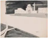 Untitled by Ram Kumar, Watercolour, pen and ink on paper pasted on mount board, sold Sep 2023