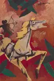 Untitled by M. F. Husain, Acrylic on canvas, sold Sep 2023