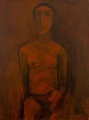 Red Figure by Tyeb Mehta, Oil on canvas, sold Sep 2023