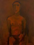 Red Figure by Tyeb Mehta, Oil on canvas, sold Sep 2023