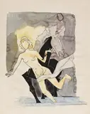Orange Cloud by M. F. Husain, Watercolour and ink on paper, sold Sep 2023