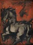 Untitled by M. F. Husain, Oil on canvas board, sold Sep 2023