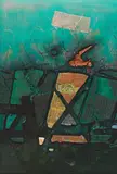 Untitled by Shanti Dave, Oil and encaustic on canvas, sold Sep 2023