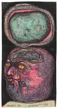 Pink Head by Jogen Chowdhury, Mixed media on paper pasted on mount board, sold Sep 2023