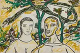 Untitled by F. N. Souza, Oil on canvas, sold Sep 2023