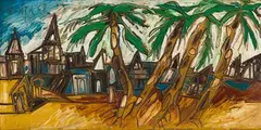 Caribbean Palm by F. N. Souza, Oil on Masonite, sold Sep 2023