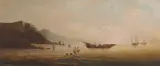 Seascape With Boats by Pestonji Bomanji, 1898, Oil on board, sold Jun 2023
