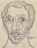 Untitled (Self Portrait) by F. N. Souza, Pen and ink on paper, sold Jun 2023