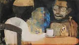 Two Friends by Ganesh Pyne, Gouache on paper, sold Jun 2023