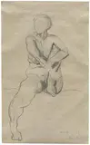 Seated Nude by Jehangir Sabavala, Pencil on paper pasted on mount board, sold Jun 2023