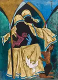 Untitled by M. F. Husain, Acrylic on canvas, sold Jun 2023