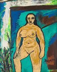 Untitled by F. N. Souza, Acrylic on canvas, sold Jun 2023