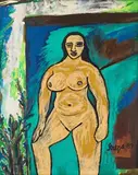 Untitled by F. N. Souza, Acrylic on canvas, sold Jun 2023