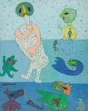 Friends in the Sea by Madhvi Parekh, Acrylic on canvas, sold Jun 2023