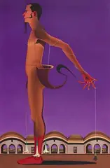 I Beg Your Pardon: The Scorpion Act II - An Actor Meditating on a Character of an Imaginary Play (Cuckoonebulopolis) by Surendran Nair, 2002, Oil on canvas, sold Jun 2023