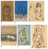 Untitled by M. F. Husain, Pastel on postcard, sold Mar 2023