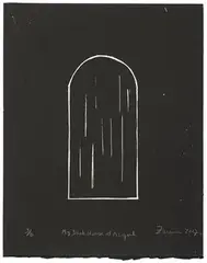 My Dark House at Aligarh by Zarina, 2017, Woodcut on BFK light paper pasted on Arches paper, sold Mar 2023