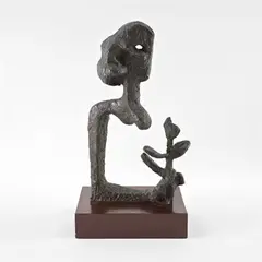 Lady with Plant by Sankho Chaudhuri, Bronze, sold Mar 2023