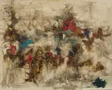 Untitled (Landscape at Dusk) by Krishen Khanna, Oil on canvas, sold Mar 2023