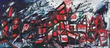 Landscape in Red by F. N. Souza, 1960, Oil on Masonite board, offered Mar 2023
