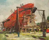 Untitled (Werft) by Walter Langhammer, Oil on canvas, sold Mar 2023