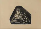 Untitled (Lovers) by Rabindranath Tagore, Woodblock print on paper, sold Mar 2023