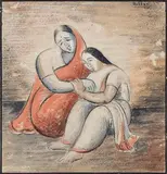 The Loss by K. K. Hebbar, 1945, Gouache on paper pasted on paper, sold Mar 2023